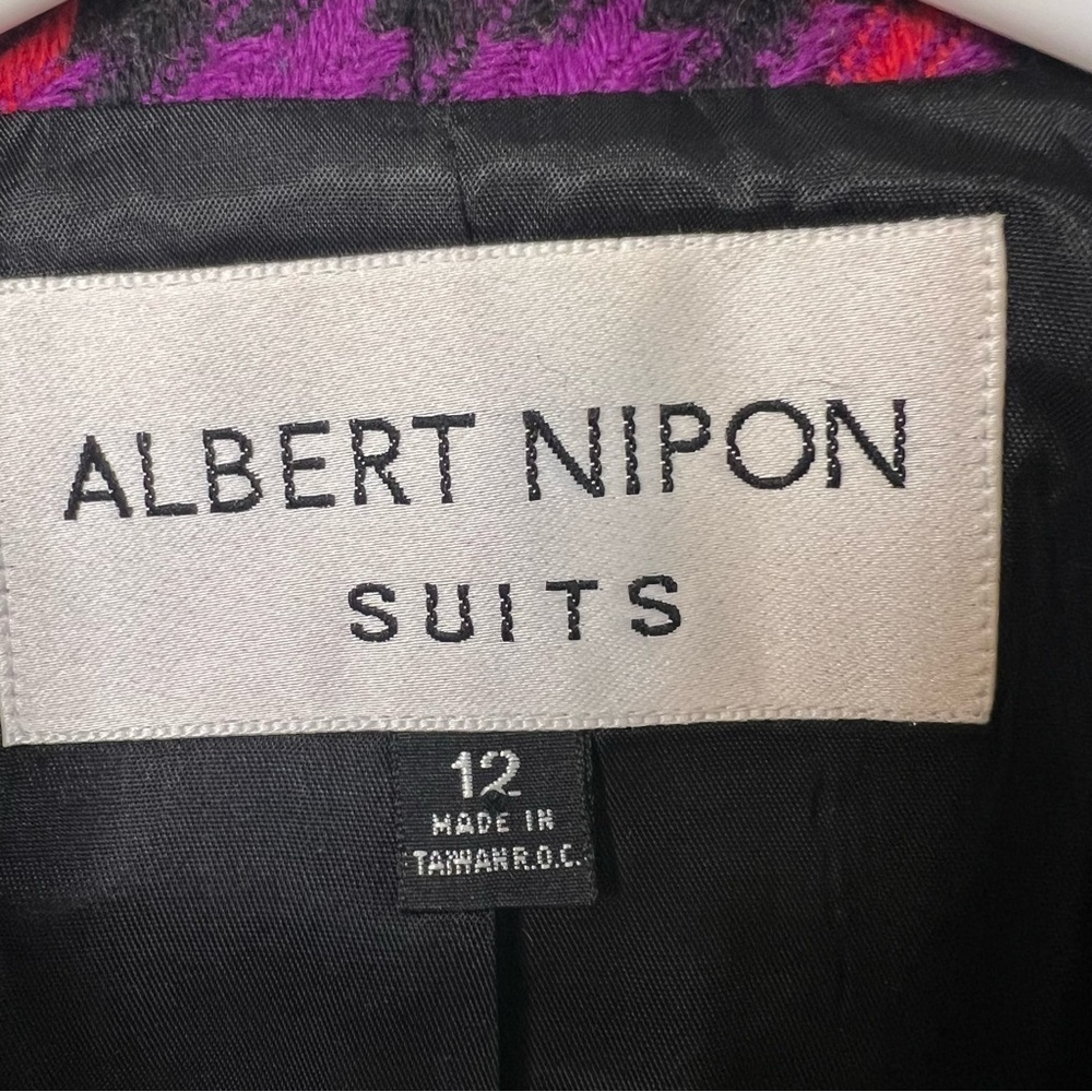 Vintage Albert Nipon Wool Houndstooth Blazer Purp… - image 7